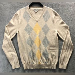 Banana Republic V Neck Light Weight Argyle Sweater Men Small